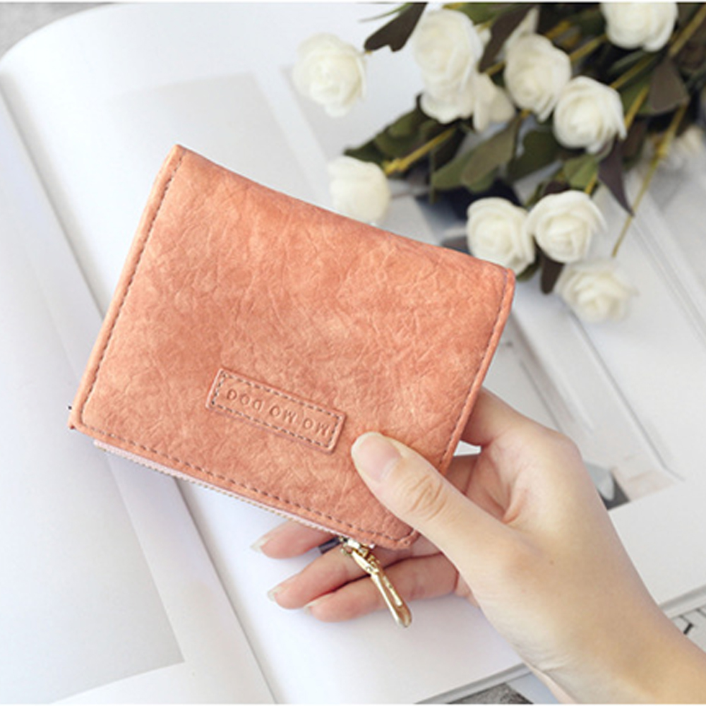 Ví Da Pu Dáng Ngắn Phối Khóa Kéo Trẻ Trung Hợp Thời Trang