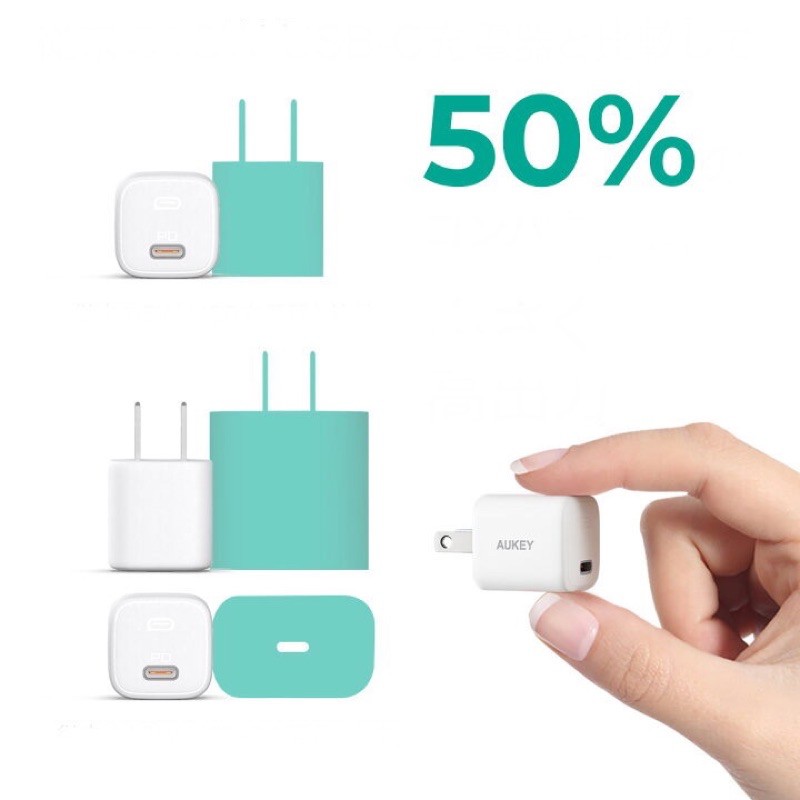 Adapter Sạc Aukey 20W PA-B1 PD 20W QC Củ Sạc Aukey Omnia Power Delivery 20W Ultra Minima