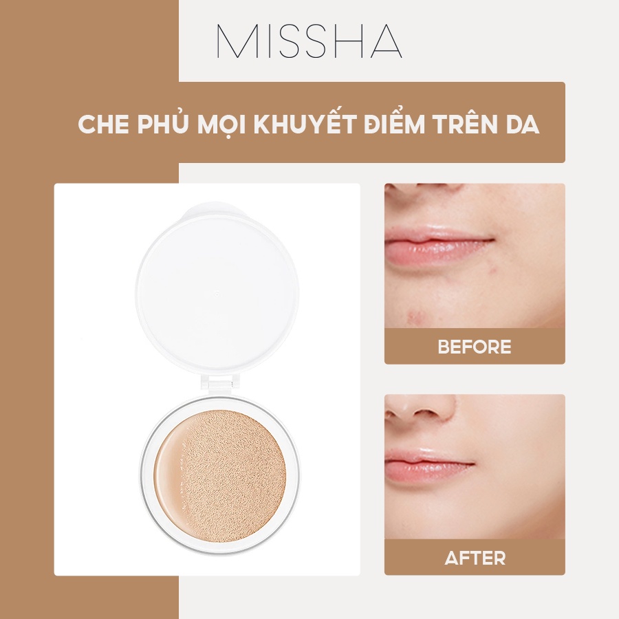 Combo Phấn Nước Che Phủ Hoàn Kiềm Dầu Missha M Magic Cushion Cover Lasting SPF50+/PA+++ 15g và Lõi thay thế Refill | BigBuy360 - bigbuy360.vn