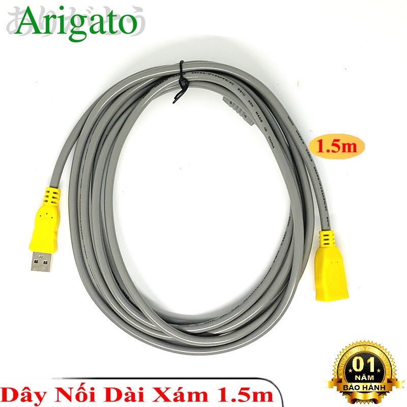 Dây Nối Dài Cổng Usb Dài 1.5M Xám Arigato Chất Lượng Cao