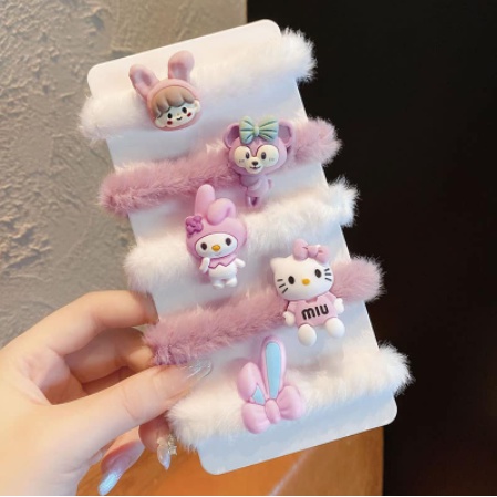 Set 5 chun tóc lông hình thú ngộ nghĩnh xinh xắn