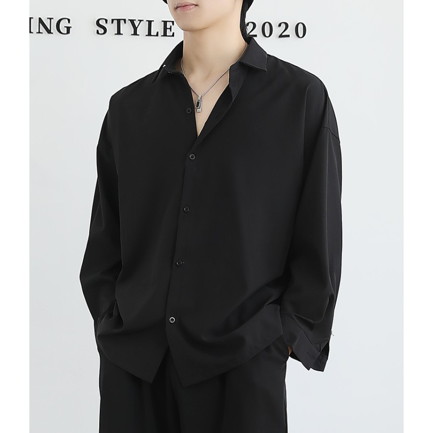 Áo Sơ Mi Nam Dài Tay Màu Trắng Đen