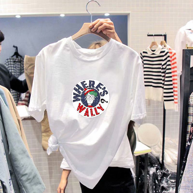 Áo Thun Cotton Cổ Thuyền In Họa Tiết Hoạt Hình Thời Trang 2021 Cho Nữ