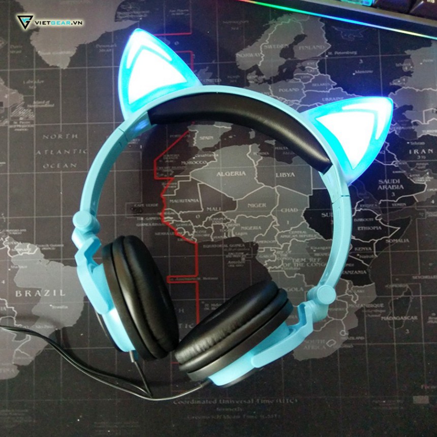 KL19 Headphone Tai Mèo Có Đèn Nháy Led Siêu Cute Đáng Yêu