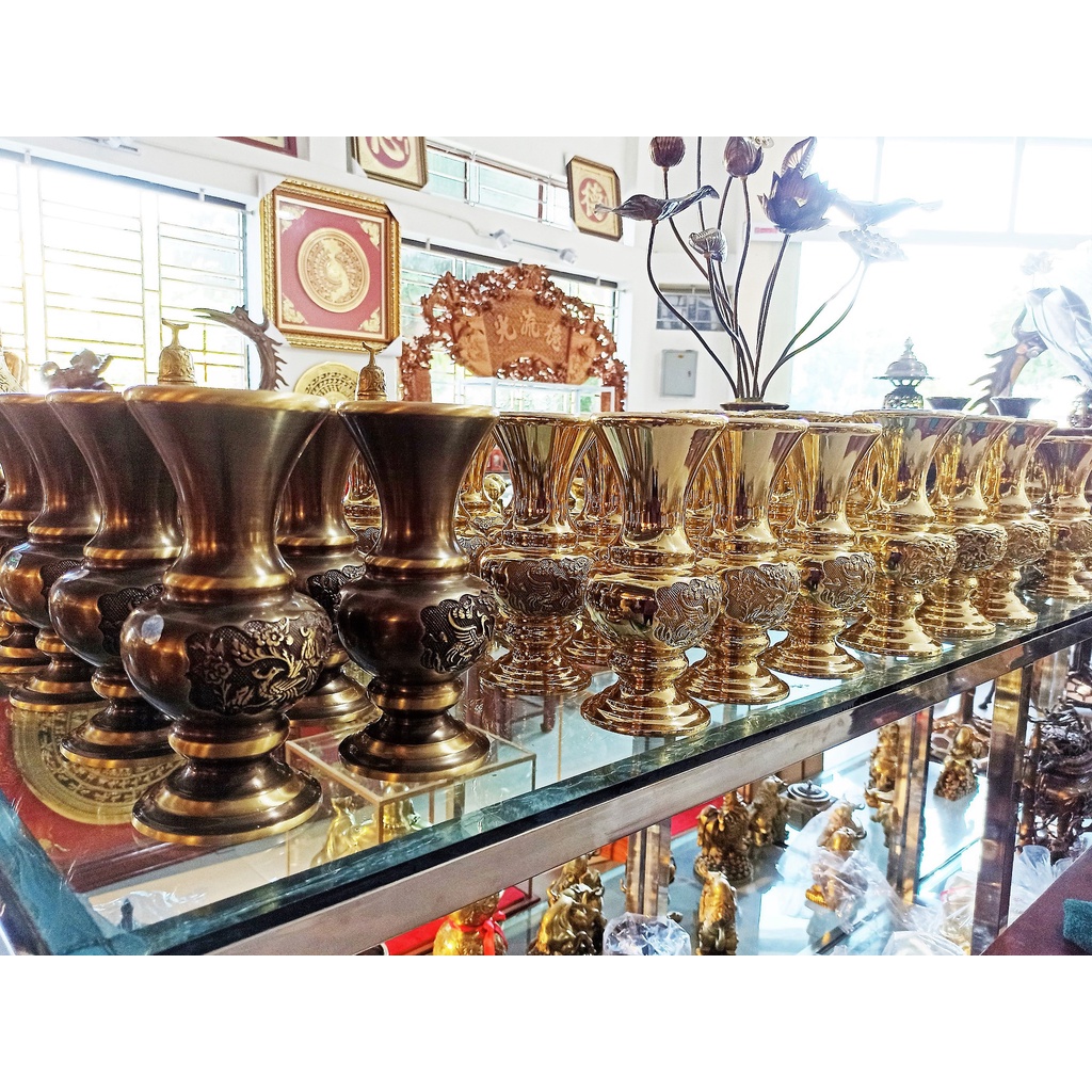 Lọ hoa đồng, bình bông đồng vàng thủ công