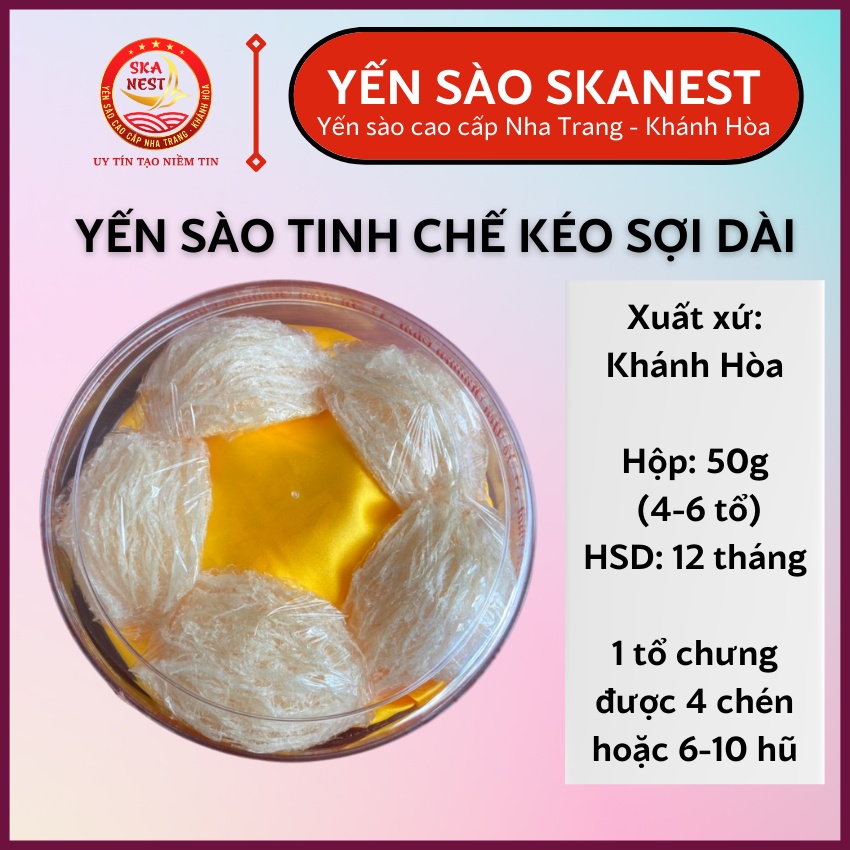 Yến Sào Tinh Chế Tiêu Chuẩn 100g Tặng kèm Táo đường hạt chia, túi giấy