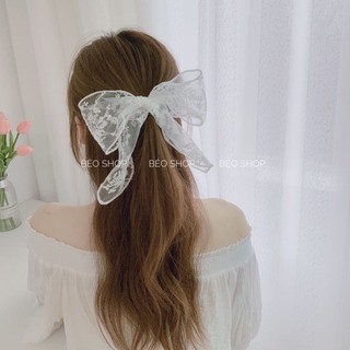 Dây cột tóc và kẹp tóc nơ ren hàn quốc nữ