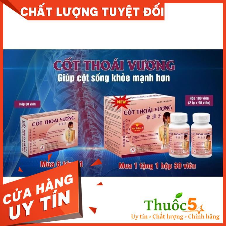 [TẶNG kèm hộp 30v] Cốt Thoái Vương Hỗ trợ xương khớp, thoái hóa, đau vai gáy hộp 180 viên