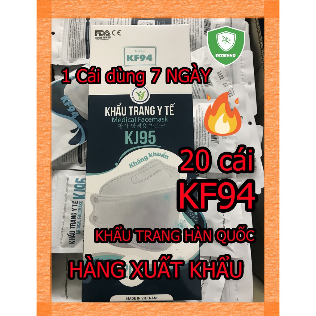 HỘP 20 CÁI KHẨU TRANG Y TẾ HÀN QUỐC KF94 KJ95 CHỐNG BỤI