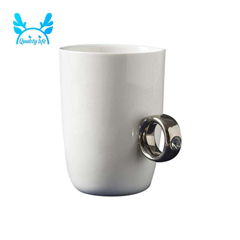 Joyonly Cốc Uống Cà Phê Có Vòng Nhẫn In Họa Tiết Hoạt Hình Tinh Tế Cho Cặp