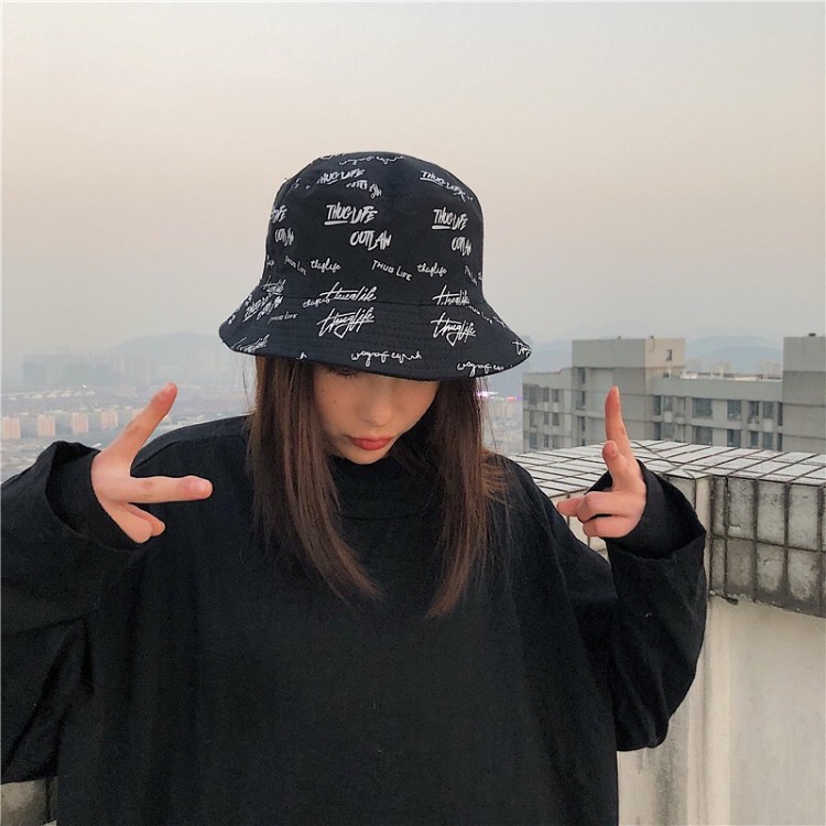 Mũ bucket vành tròn THUGLIFE nhiều màu phong cách Ulzzang Unisex