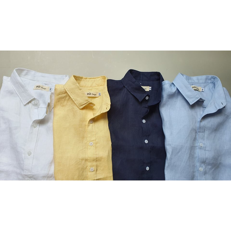 Áo đũi nam cài khuy cổ bẻ cộc tay xanh đen M9