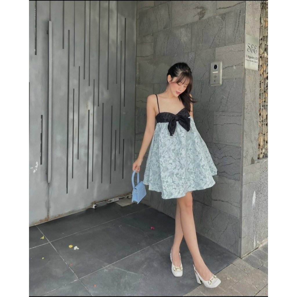 Đầm 2 dây Baby Doll chất vải Xốp Hoa dày dặn không lộ bao test Shop Cam Kết Hàng Y Hình + Clip Chính Chủ