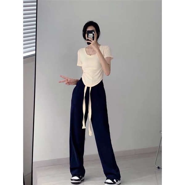 Áo phông vạt lệch ôm body siêu tôn dáng