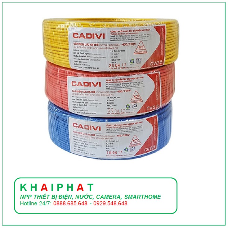 Cadivi Dây điện đơn cáp điện đơn Dây điện mềm CV2.5 CV 2.5 CHẤM MM2 giá tốt giá rẻ hàng chính hãng - KHẢI PHÁT ELECTRIC