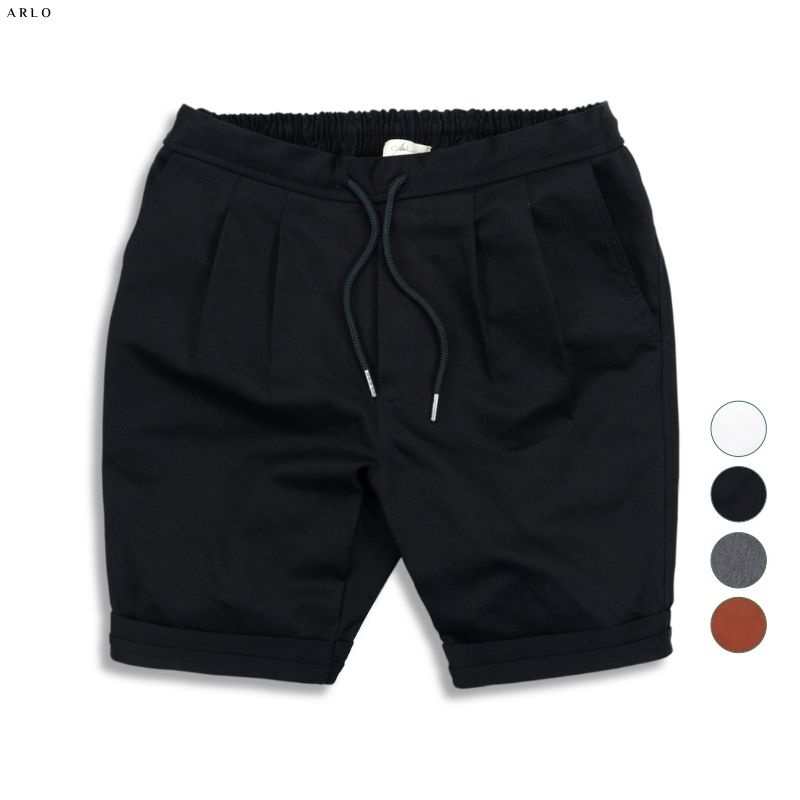 ►❡Quần Short Kaki ARETHA Xắn Gấu Chất Liệu Thun Cao Cấp Co Dãn Nhẹ Màu Đen - ARLO