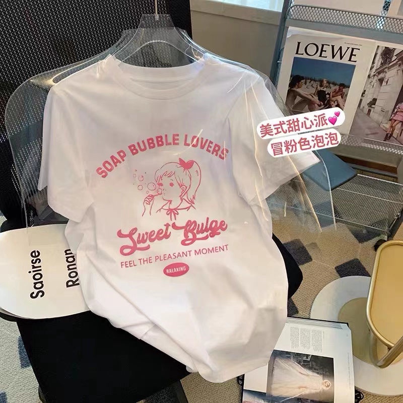 Áo Thun Ngắn Tay Dáng Rộng Thời Trang Mùa Hè Hàn Quốc