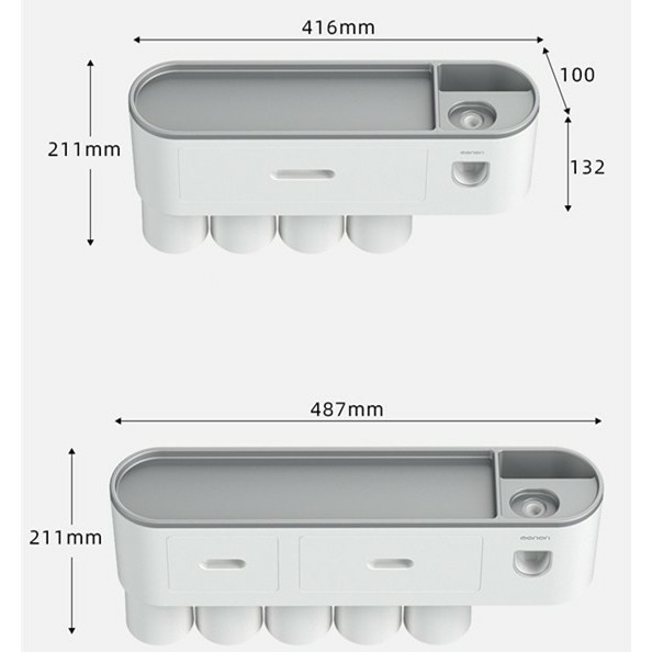 Kệ để đồ nhà tắm, bộ nhả kem đánh răng 1,2,3,4 cốc enon thông minh dán tường cao cấp, Gía để đồ phòng tắm