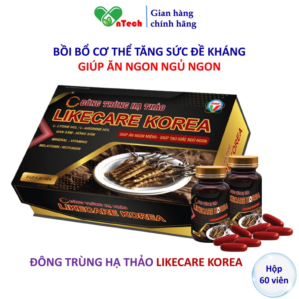 Đông trùng hạ thảo Best Life LIKECARE KOREA giúp ăn ngon ngủ tốt bồi bổ cơ thể tăng sức đề kháng hộp 60 viên
