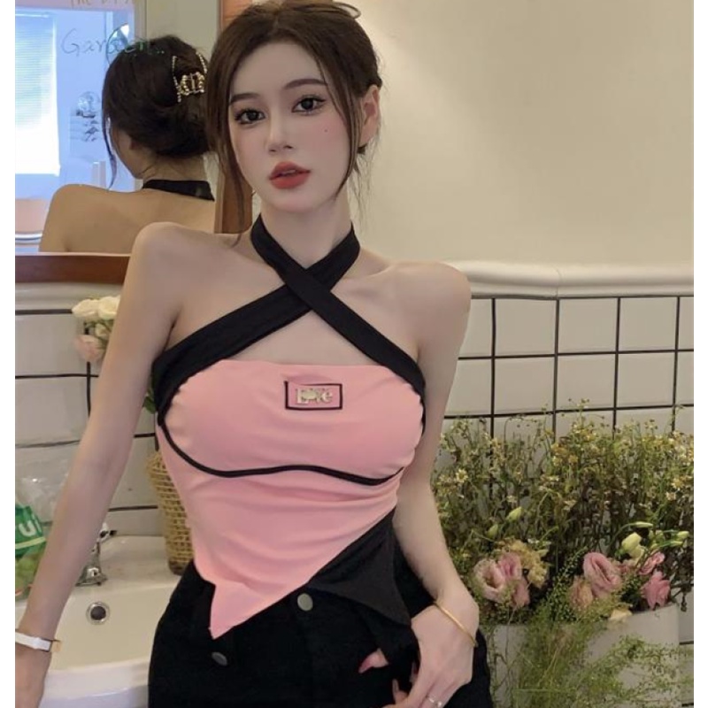 Áo Croptop Thiết Kế Lệch Tà Quyến Rũ Cho Nữ