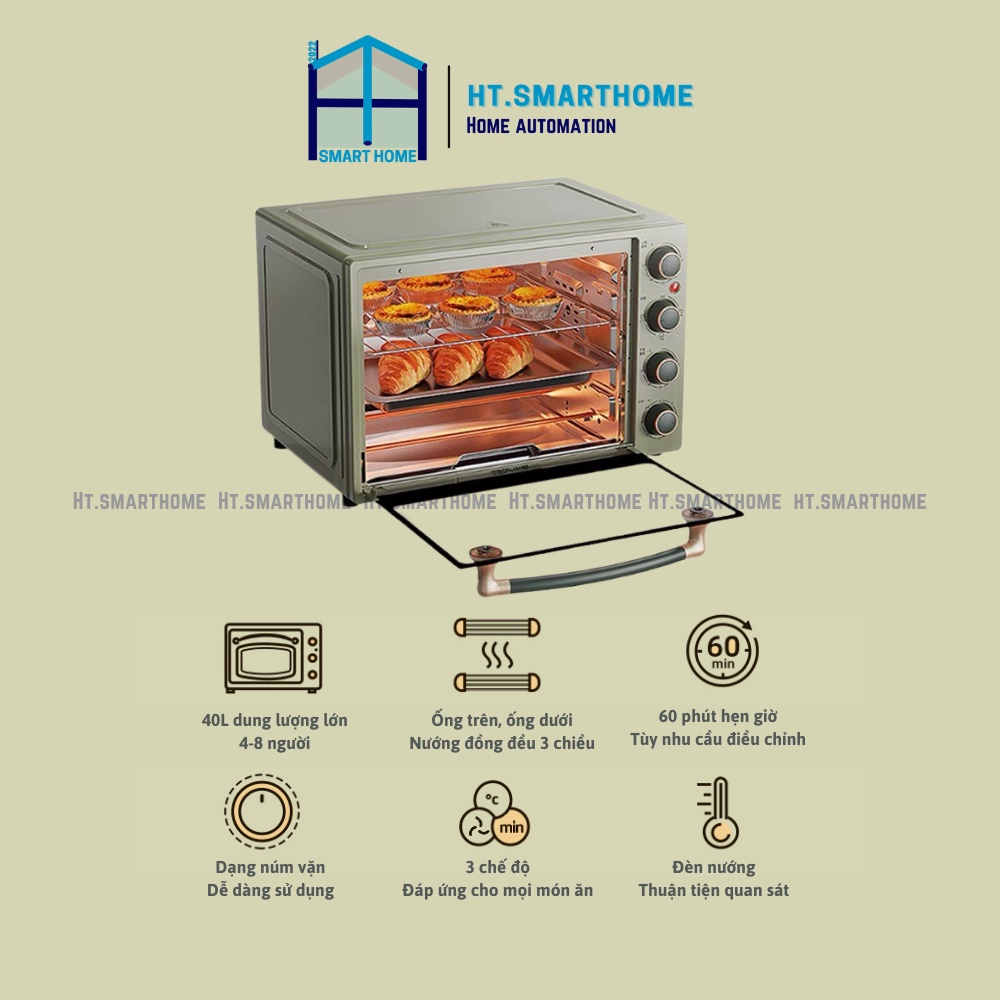 Lò nướng Bear 40L  - Lò nướng điện gia dụng đa năng dung tích lớn, nướng tự động mini 2022