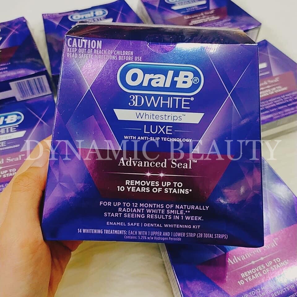 Miếng dán tẩy trắng răng Oral-b 3D white whitestrips luxe advanced seal 14 miếng của Úc