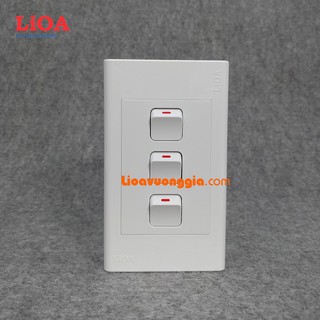 Combo 3 công tắc điện 1 chiều + mặt lỗ vuông LiOA - Lắp nổi