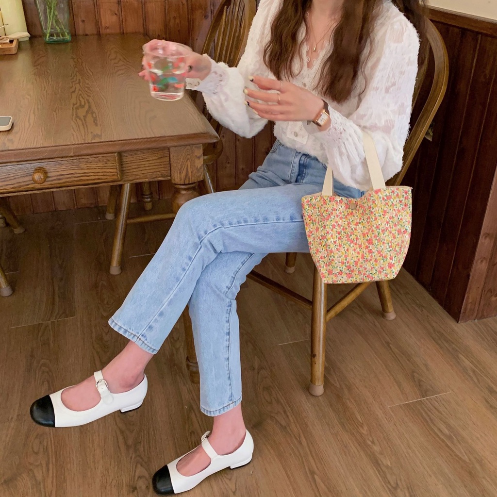 Túi xách vải canvas họa tiết hoa xinh xắn cho nữ