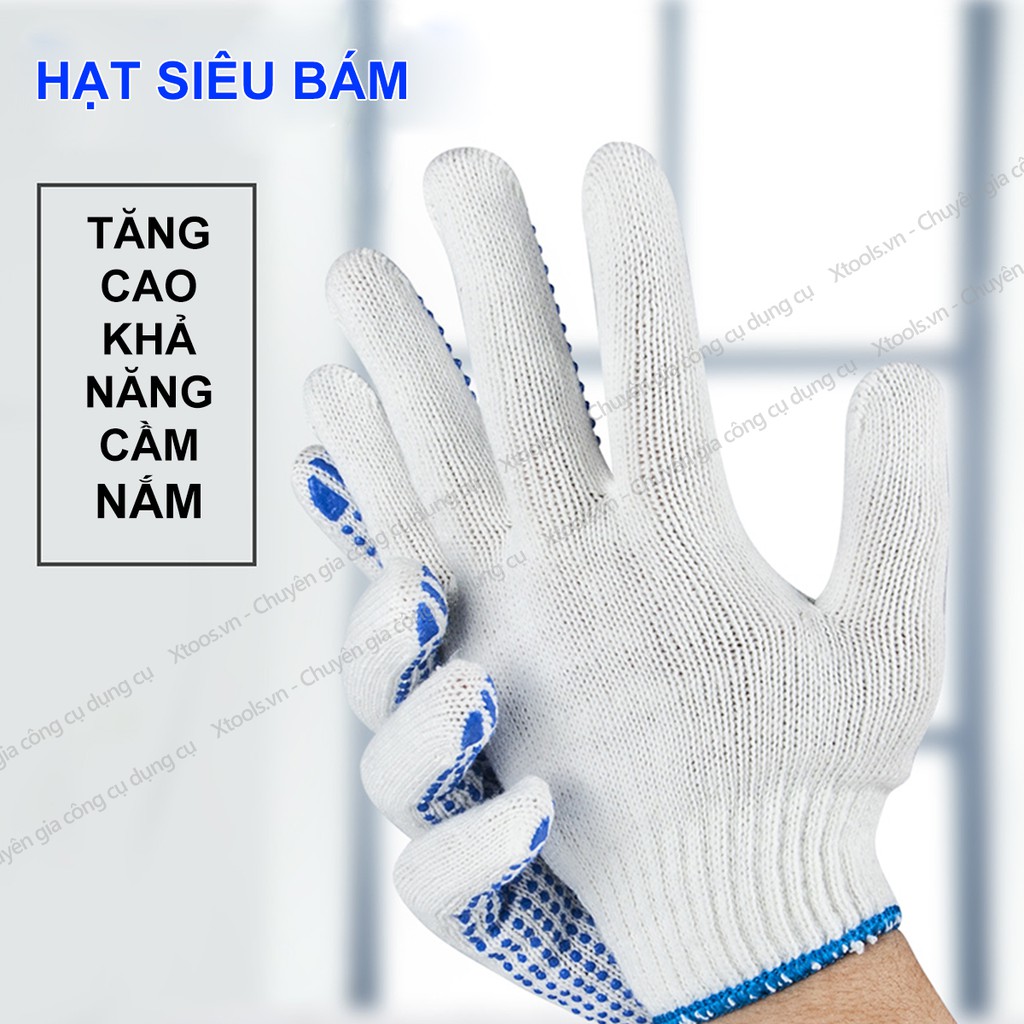 Găng tay bảo hộ lao động phủ hạt nhựa 70g bao tay bảo hộ chống trơn trượt, thao tác linh hoạt, thoáng khí, độ bền cao