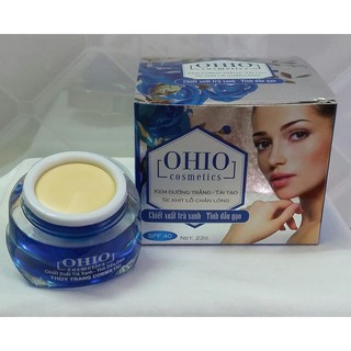 Mỹ Phẩm OHIO - Kem dưỡng trắng - Tái tạo - Se khít lỗ chân lông OHIO chiết xuất trà xanh - tinh dầu gạo ( 22g )