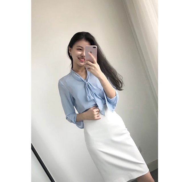 Chân váy bút chì công sở trắng - thư ký Kim