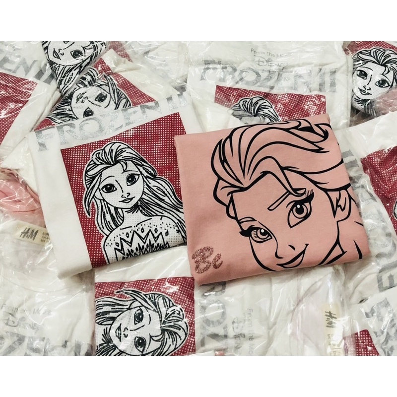 Set 2 áo cotton dài tay el.sa hm cho bé gái size từ 12-32 cân