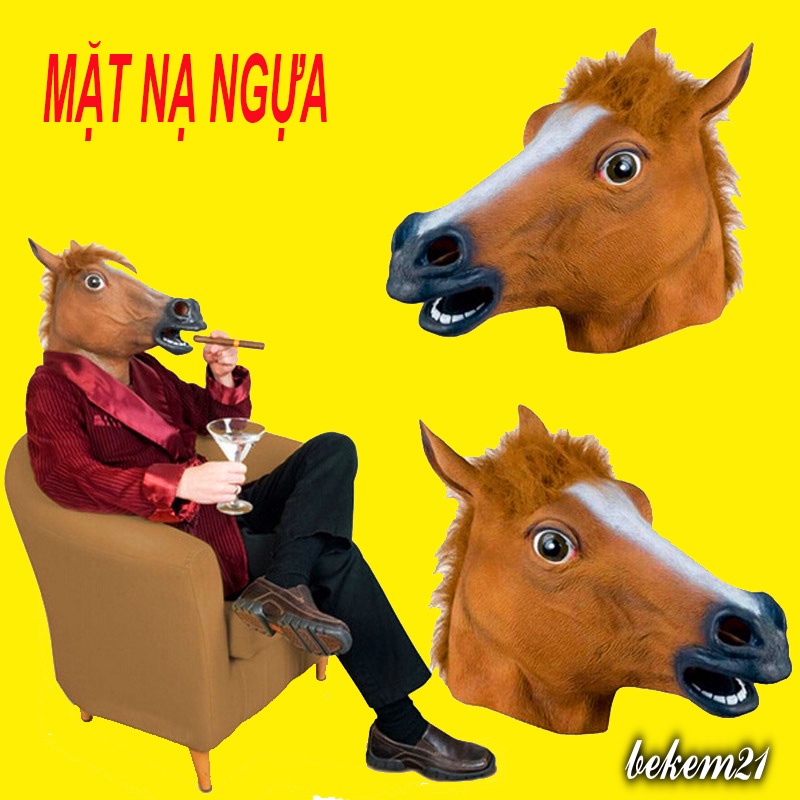 MẶT NẠ ĐẦU NGỰA VÀNG phù hợp cho hóa trang Halloween trung thu lễ hội sự kiện quay video cosplay