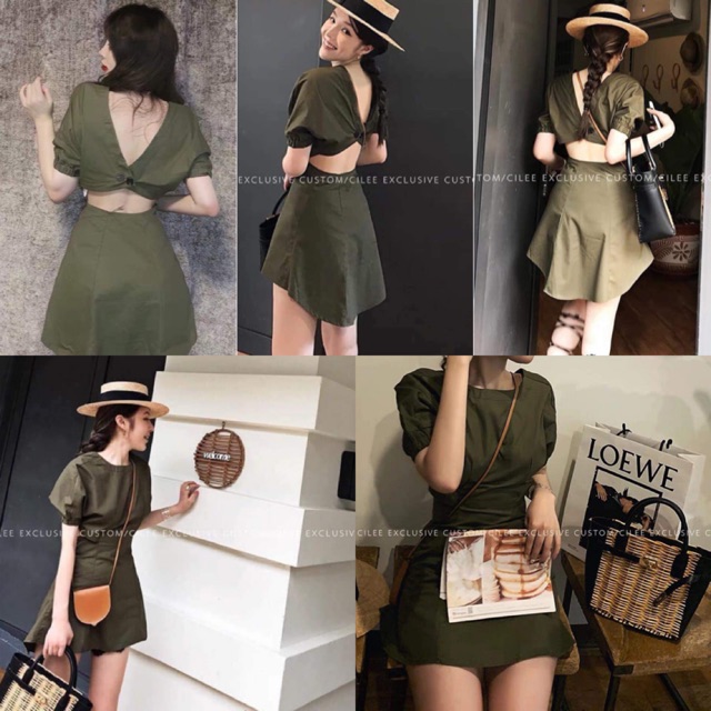 Đầm xinh độc lạ reri dress chất kaki mềm điểm nhấn gài nút sau lưng from đuôi cá xoè tay bo chun co giãn (kèm ảnh thật)