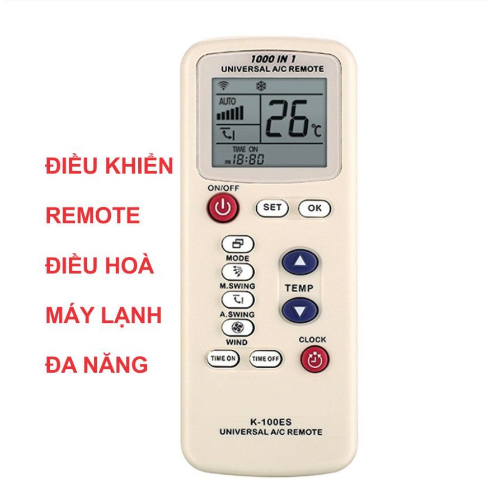 [SIÊU RẺ] Điều khiển điều hòa máy lạnh đa năng K-100ES 1000 in 1 remote hồng ngoại dò tần số loại xịn