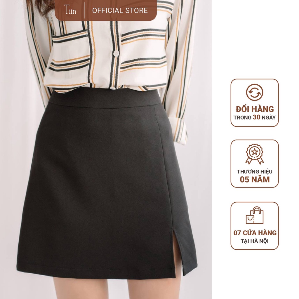 Chân váy chữ A xẻ gấu TIIN STORE CHN030