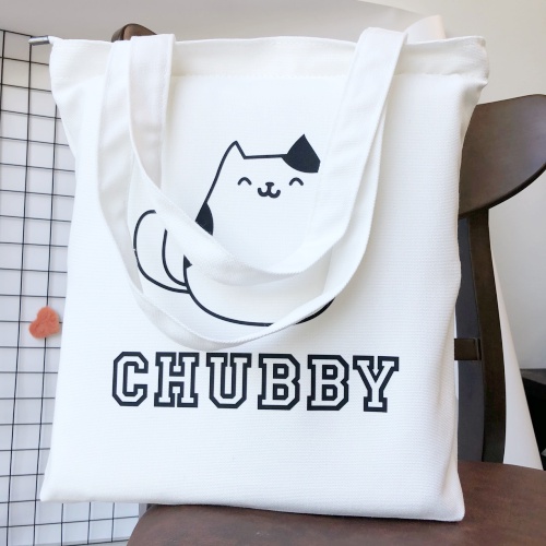 Túi tote vải canvas có khoá miệng túi in hình Chubby so cute