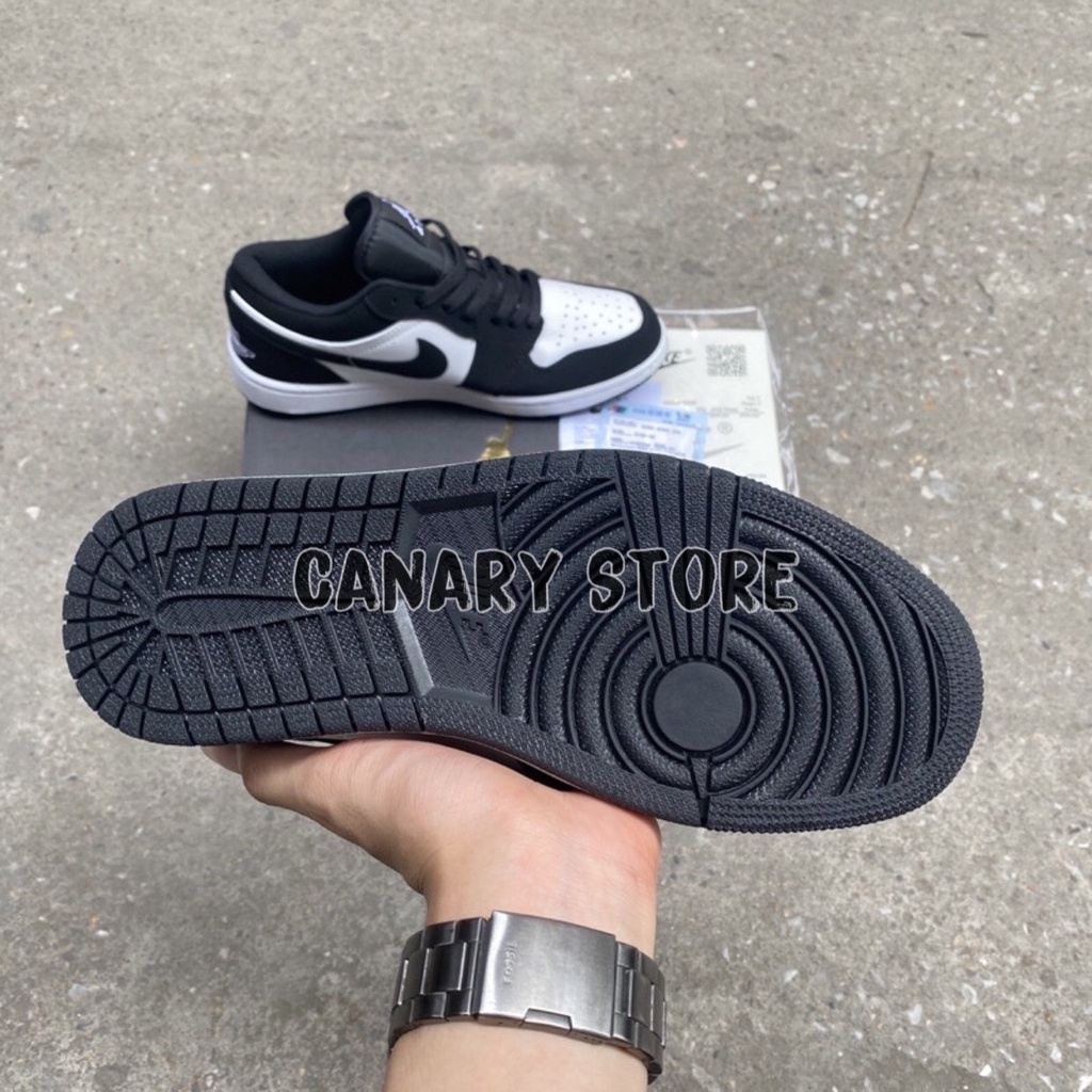 HoPi | Giày sneaker Jordan 1 low. màu đen trắng da lộn full box bill.
