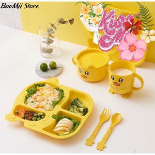 Khay ăn dặm ❤freeship❤ khay ăn dặm lúa mạch kiểu nhật an toàn cao cấp hình gà vàng ngộ nghĩnh đáng yêu cho bé