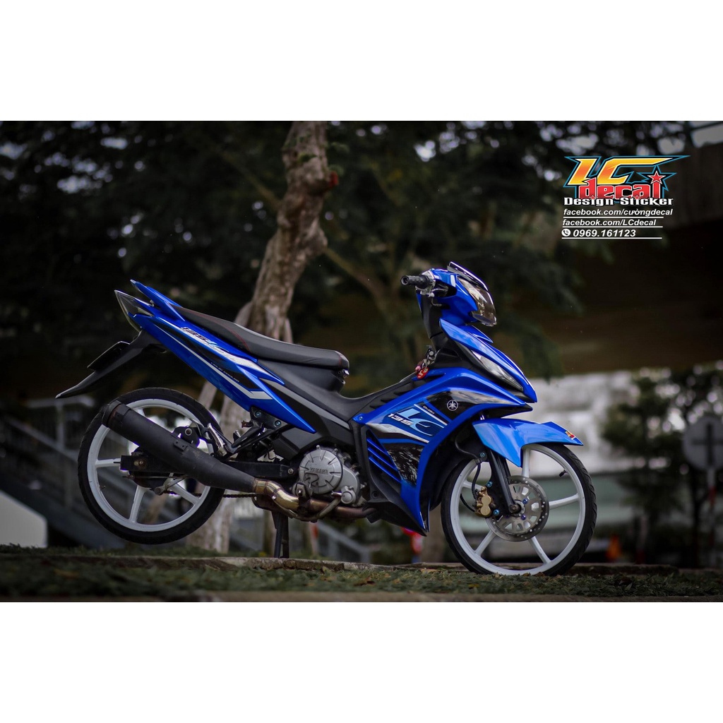 [Ảnh thật] Tem Decal Rời mẫu LC 135 cho Exciter 5 số xanh Gp - tem chuẩn form - sắc nét