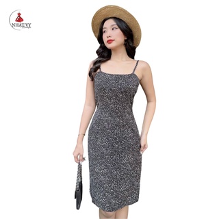 Đầm hoa 2 dây đi chơi nhật vy dáng ôm chất mango mềm mát màu trắng, đen, đỏ - d2235