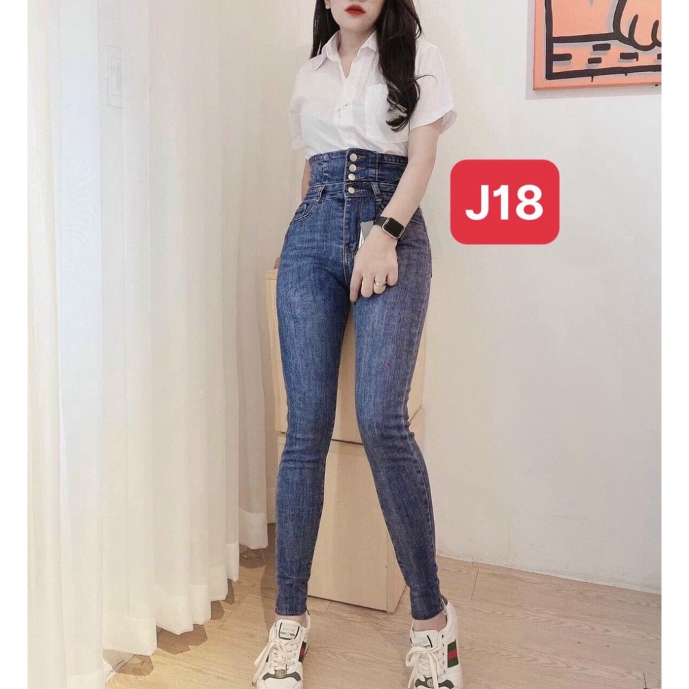 Sale! Quần jeans nữ lưng cao 4 cúc siêu tôn dáng mã J18