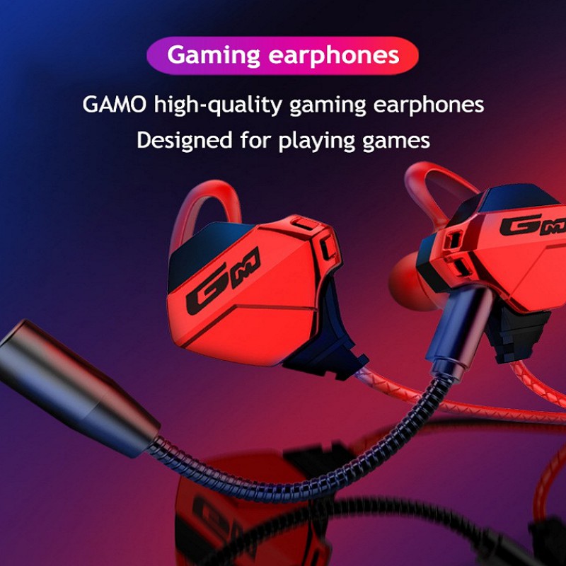 【Game dedicated】Original GAMO G10 Gaming Headphone Stereo Bass Earphone Sport PUBG Earbuds Mic Mobile Legend CS Go PS4