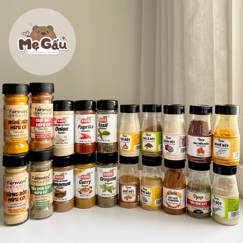 [Vipep] Gia vị nấu ăn tổng hợp tự nhiên/ hữu cơ Vipep (bột hành, bột tỏi, bột quê, hạt điều màu, bột gừng,....)