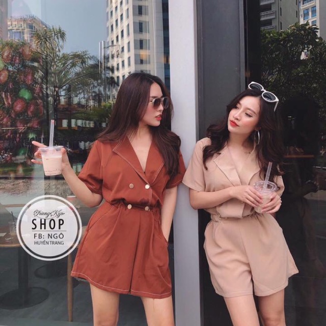Set jumpsuit cổ vest siêu xinh
