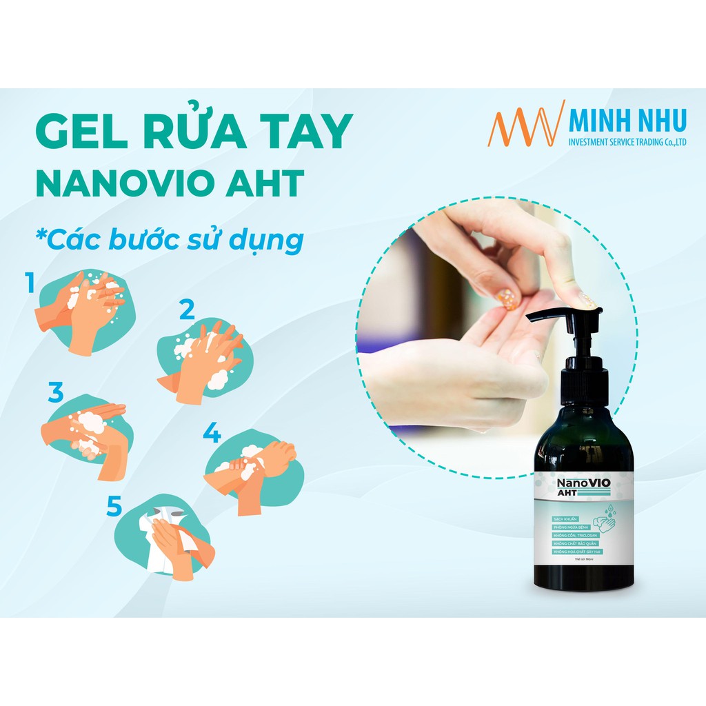 Xà phòng rửa tay diệt khuẩn Nano Vio 190ml hương trà xanh dịu nhẹ, ít bọt, không khô da tay