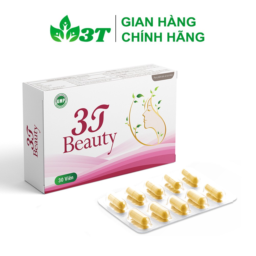 Viên Uống Sáng Da 3T BEAUTY Dưỡng Ẩm, Trắng Mịn Da, Chống Lão Hóa (1 Hộp x 30 Viên)