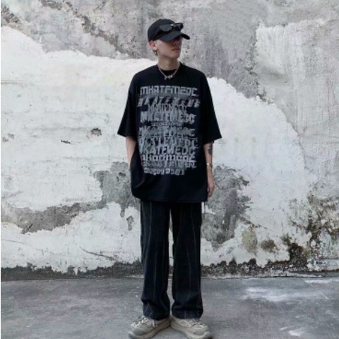 Áo Thun Tay Ngắn Dáng Rộng In Chữ Thời Trang Phong Cách Hàn Quốc Cho Nam