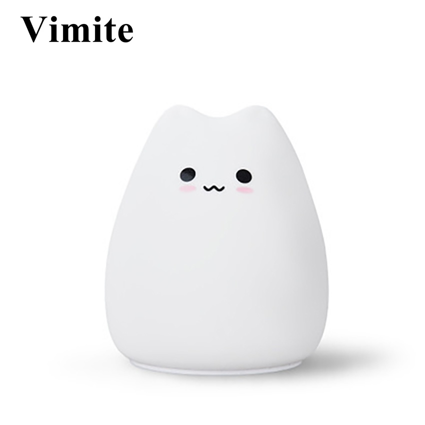 Đèn Ngủ LED Cảm Ứng Bằng Silicon Mềm Hình Mèo Hoạt Hình Nhiều Màu Sắc Dễ Thương Dành Cho Phòng Ngủ Trẻ Em Phòng Ngủ