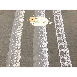 Ren voan - ren lưới viền đẹp màu kem, màu trắng bản 5,5cm